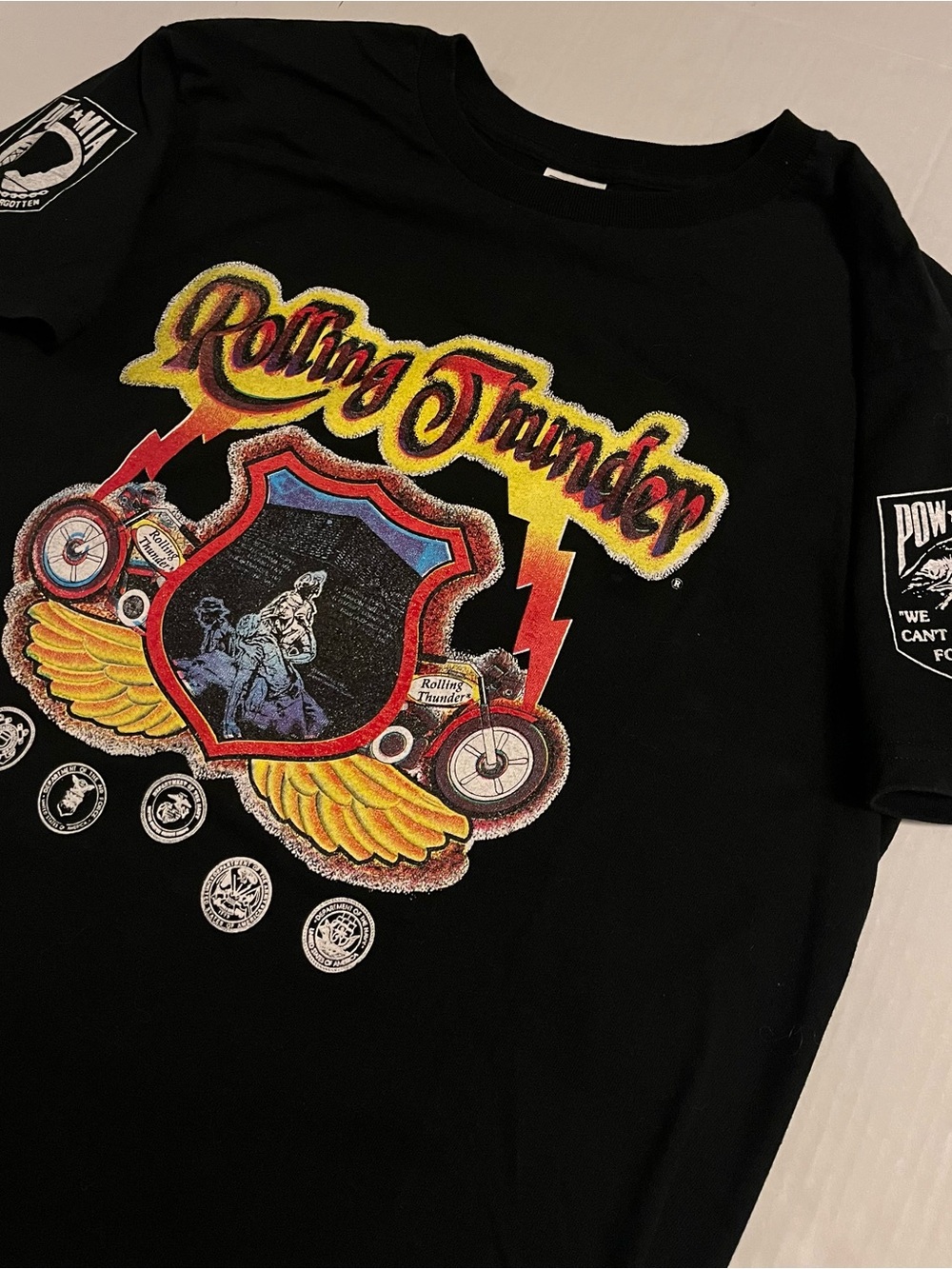 VTG Rolling Thunder POW MIA Vietnam Military Motorcycle T-Shirt LARGE Veteran